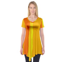 Yellow And Orange Lines Short Sleeve Tunic 