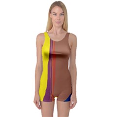 Colorful Lines One Piece Boyleg Swimsuit by Valentinaart