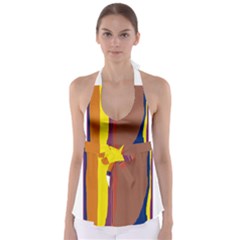 Colorful Lines Babydoll Tankini Top by Valentinaart