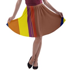 Colorful Lines A-line Skater Skirt