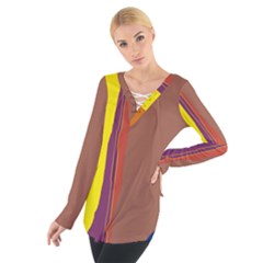 Colorful Lines Women s Tie Up Tee