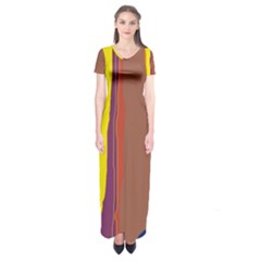 Colorful Lines Short Sleeve Maxi Dress