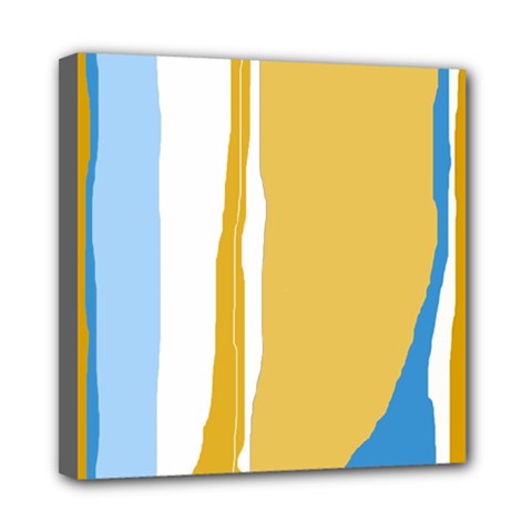 Blue and yellow lines Mini Canvas 8  x 8 