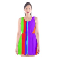 Colorful Decorative Lines Scoop Neck Skater Dress