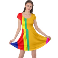 Colorful Lines Cap Sleeve Dresses by Valentinaart