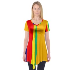 Colorful Lines Short Sleeve Tunic 