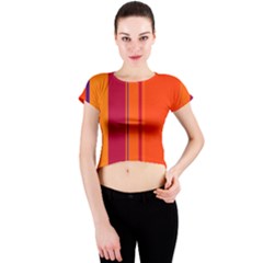 Orange Lines Crew Neck Crop Top by Valentinaart