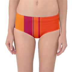 Orange Lines Mid-waist Bikini Bottoms by Valentinaart