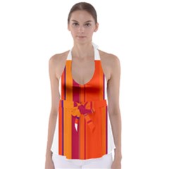 Orange Lines Babydoll Tankini Top by Valentinaart