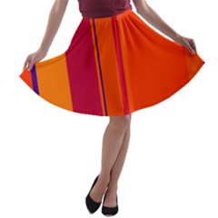 Orange Lines A-line Skater Skirt