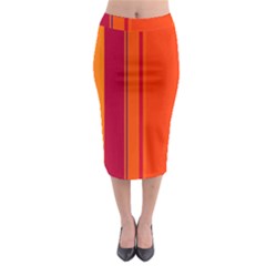 Orange Lines Midi Pencil Skirt