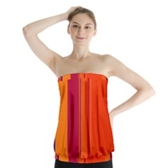 Orange Lines Strapless Top