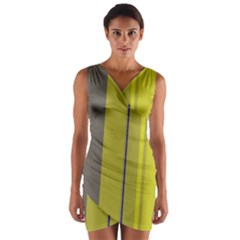 Green Elegant Lines Wrap Front Bodycon Dress