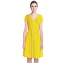 Yellow lines Short Sleeve Front Wrap Dress View1