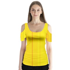 Yellow Lines Butterfly Sleeve Cutout Tee 