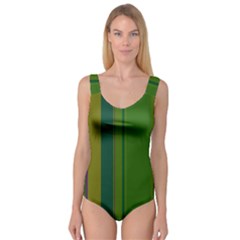 Green Elegant Lines Princess Tank Leotard 