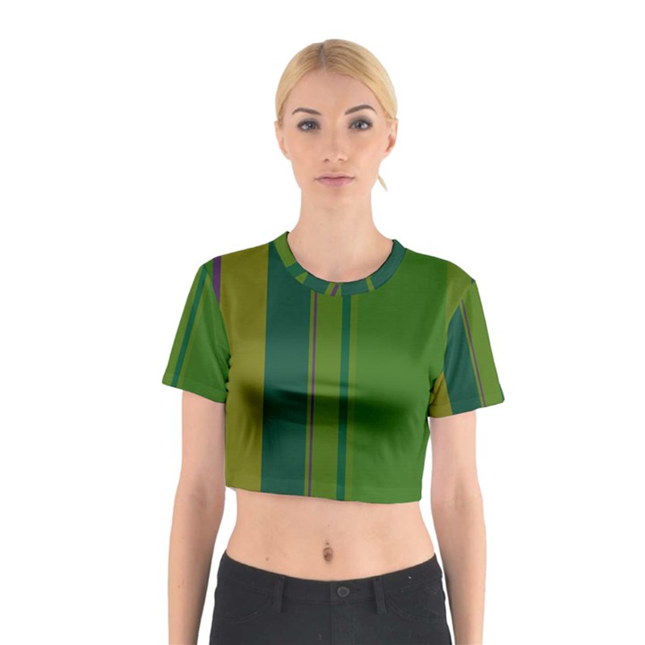 Green elegant lines Cotton Crop Top