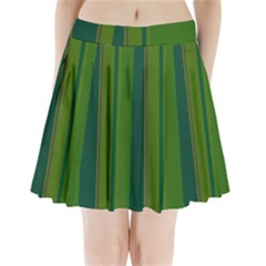 Green Elegant Lines Pleated Mini Mesh Skirt