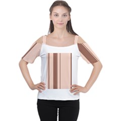 Elegant Brown Lines Women s Cutout Shoulder Tee