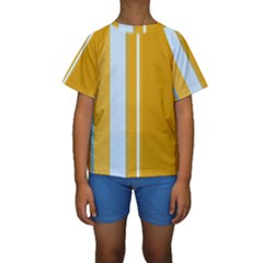 Yellow Elegant Lines Kid s Short Sleeve Swimwear