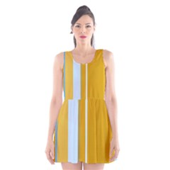 Yellow Elegant Lines Scoop Neck Skater Dress