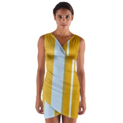 Yellow Elegant Lines Wrap Front Bodycon Dress