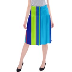 Blue And Green Lines Midi Beach Skirt