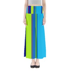 Blue And Green Lines Maxi Skirts by Valentinaart