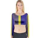 Blue and yellow lines Long Sleeve Crop Top View1