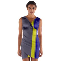 Blue And Yellow Lines Wrap Front Bodycon Dress by Valentinaart