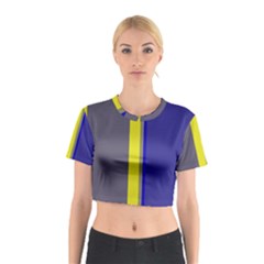 Blue And Yellow Lines Cotton Crop Top