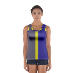 Blue And Yellow Lines Women s Sport Tank Top  by Valentinaart