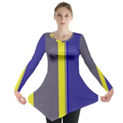 Blue And Yellow Lines Long Sleeve Tunic 