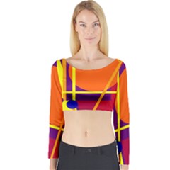 Orange Abstract Design Long Sleeve Crop Top by Valentinaart