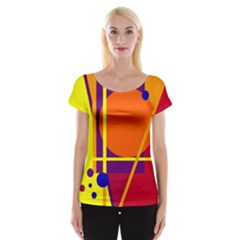 Orange Abstract Design Women s Cap Sleeve Top by Valentinaart