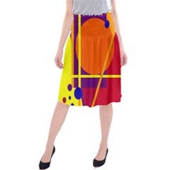 Orange Abstract Design Midi Beach Skirt