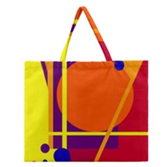 Orange Abstract Design Zipper Large Tote Bag