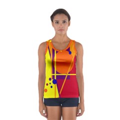 Orange Abstract Design Women s Sport Tank Top 