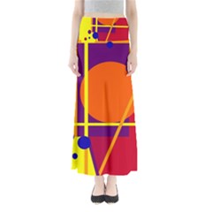 Orange Abstract Design Maxi Skirts