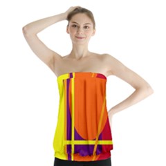 Orange Abstract Design Strapless Top