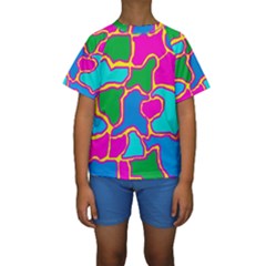 Colorful Abstract Design Kid s Short Sleeve Swimwear