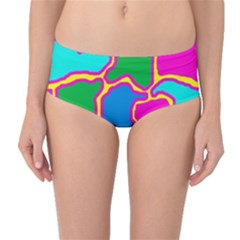 Colorful Abstract Design Mid-waist Bikini Bottoms by Valentinaart