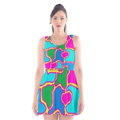 Colorful Abstract Design Scoop Neck Skater Dress