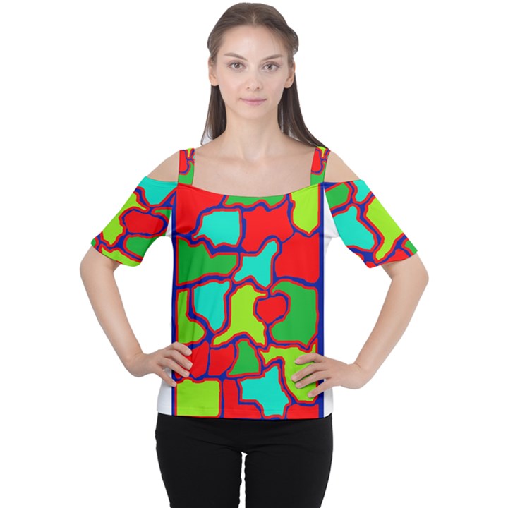 Colorful abstract design Women s Cutout Shoulder Tee