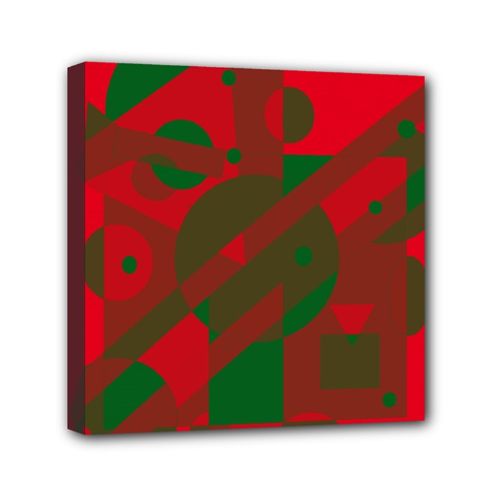 Red and green abstract design Mini Canvas 6  x 6 