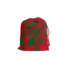 Red And Green Abstract Design Drawstring Pouches (small)  by Valentinaart