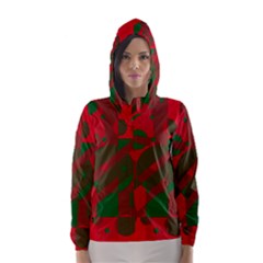 Red And Green Abstract Design Hooded Wind Breaker (women) by Valentinaart