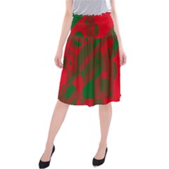 Red And Green Abstract Design Midi Beach Skirt