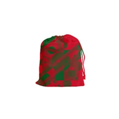 Red And Green Abstract Design Drawstring Pouches (xs) 