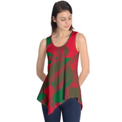 Red And Green Abstract Design Sleeveless Tunic